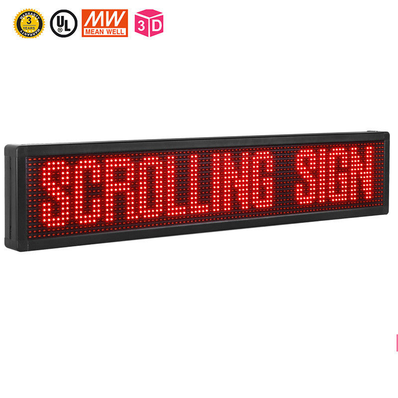 10mm Tanda LED Bergulir yang Dapat Diprogram, Tampilan LED Teks Bergulir Warna Merah