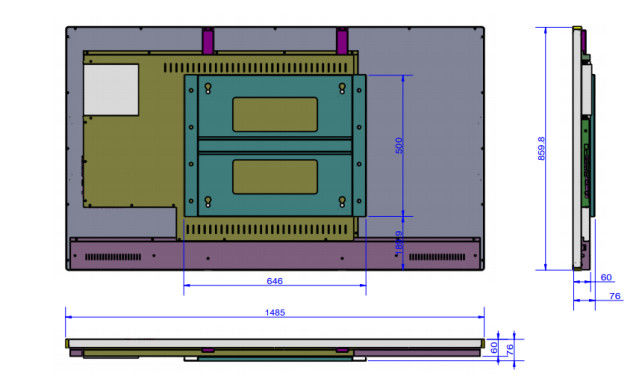 Layar Sentuh LCD Kaca yang Dikeraskan, Monitor LCD 80KHz 65 Inch untuk Sekolah